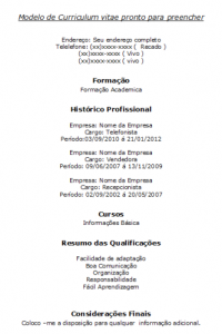 Modelos de Currículos 2014 Prontos