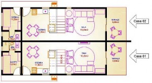 Plantas de Casas Térreas Geminadas
