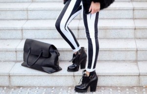 Calça Listrada Preta e Branca