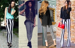 Calça Listrada Preta e Branca