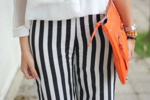 Calça Listrada Preta e Branca