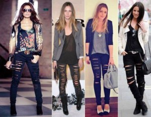 Calças Jeans Rasgadas e Desfiadas