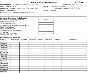 Folha de Ponto para Imprimir