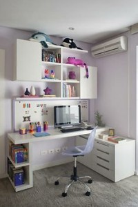 Escritório feminino no quarto