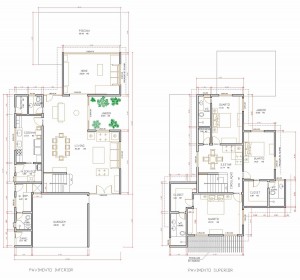planta de casa sobrados com 3 quartos