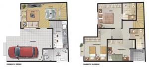 planta de sobrado pequeno 3 quartos