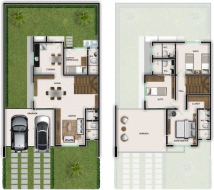 sobrado 3 quartos plantas