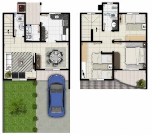 sobrado pequeno com 3 quartos