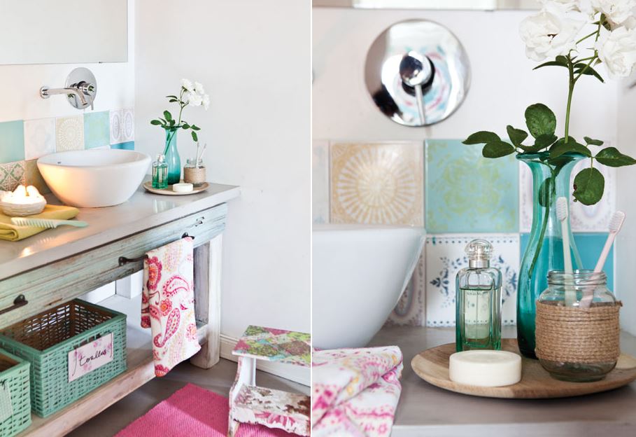 banheiros coloridos retro