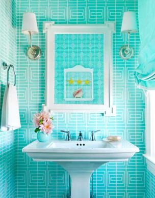 banheiros coloridos tons azuis